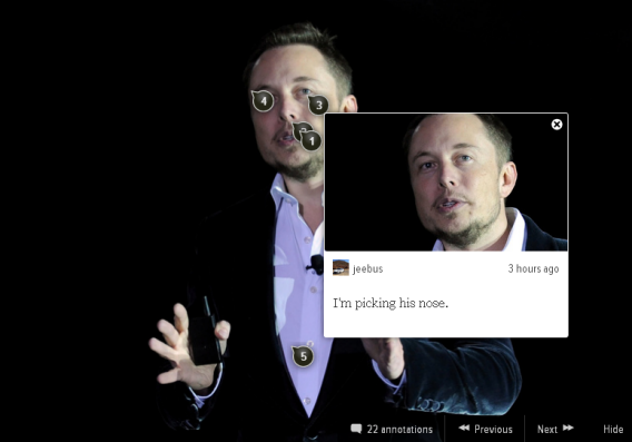Kinja commenter picking Elon Musk's nose