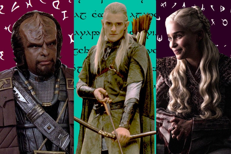 Klingon from Star Trek: The Next Generation, Emilia Clarke as Daenerys, and Orlando Bloom as Legolas.