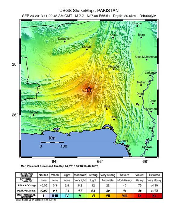 USGS Shake Map: Pakistan