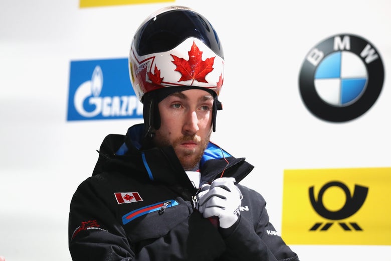 KOENIGSSEE, GERMANY - JANUARY 28: Barrett Martineau of Canada competes during the Men's Skeleton first run of the BMW IBSF World Cup at Deutsche Post Eisarena Koenigssee on January 28, 2017 in Koenigssee, Germany. (Photo by Alexander Hassenstein/Getty Images For IBSF)