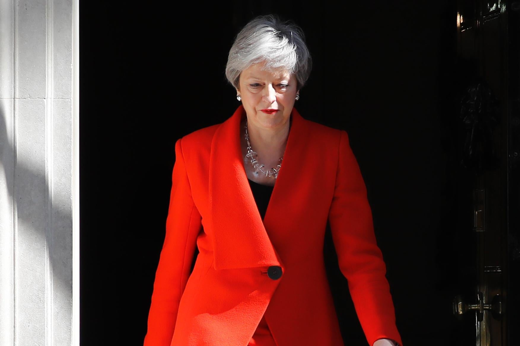 Britain's Prime Minister Theresa May arrives to announce her resignation outside 10 Downing Street in London on Friday.
