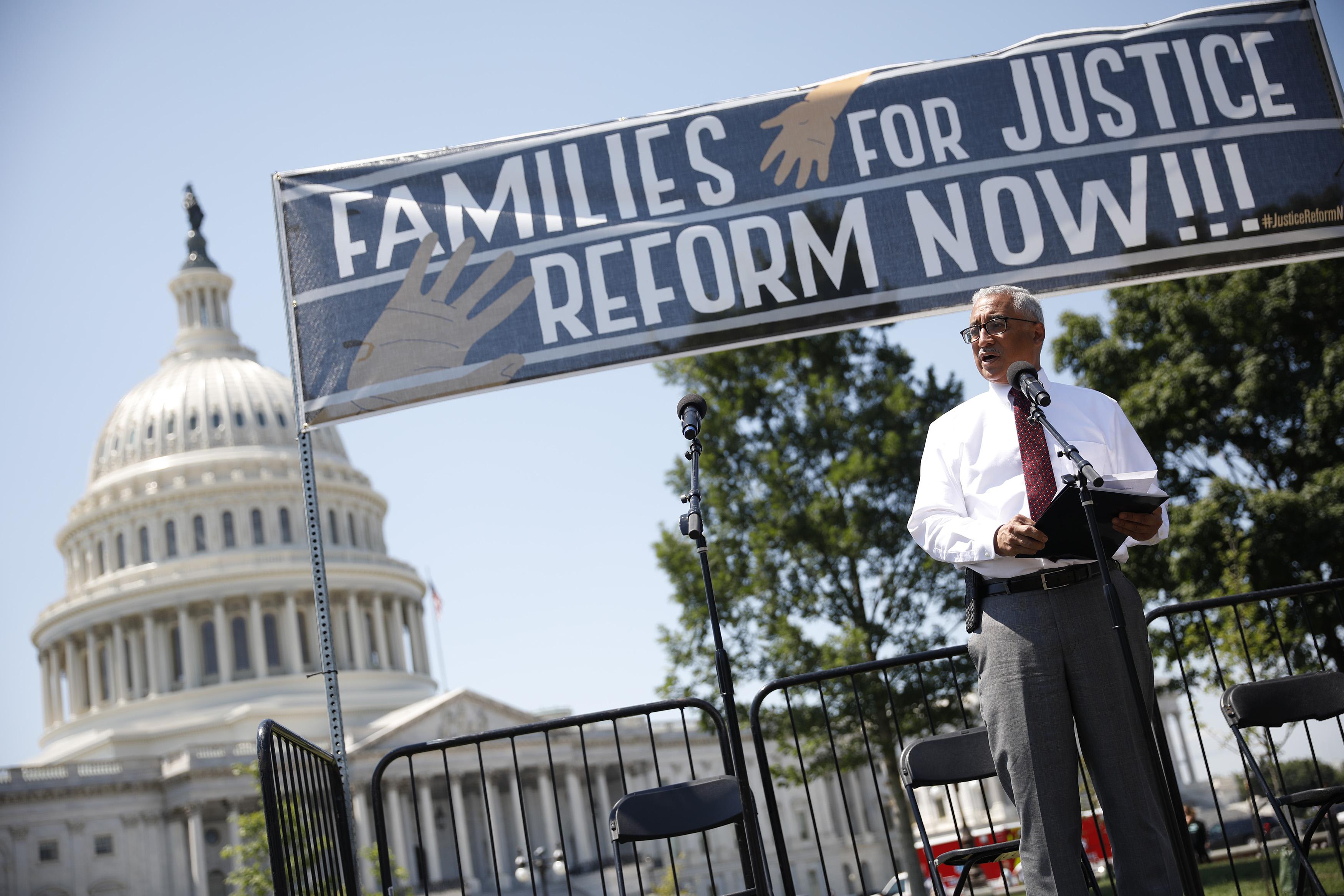 A rally calling for criminal justice reform outside the U.S. Capitol July 10, 2018 in Washington, DC. 