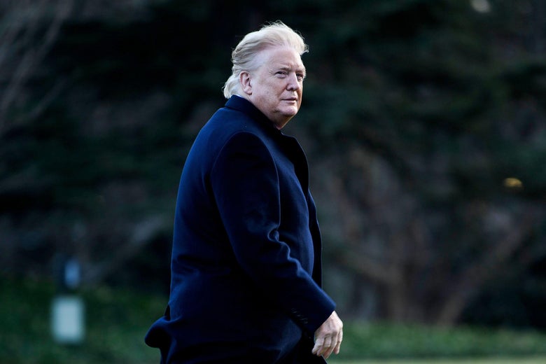 President Donald Trump walks from Marine One on the South Lawn of the White House February 7, 2020, in Washington, D.C.