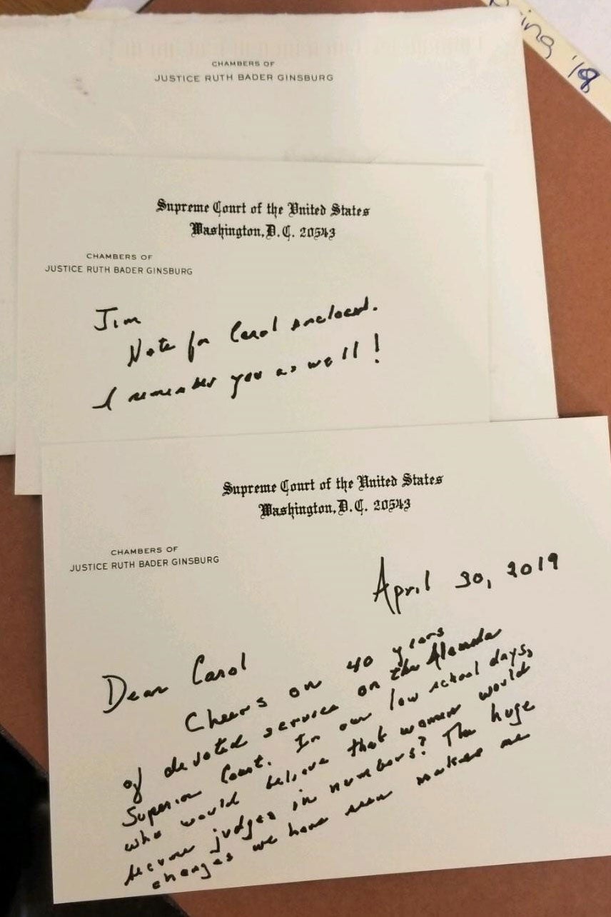 A note to Carol from RBG.
