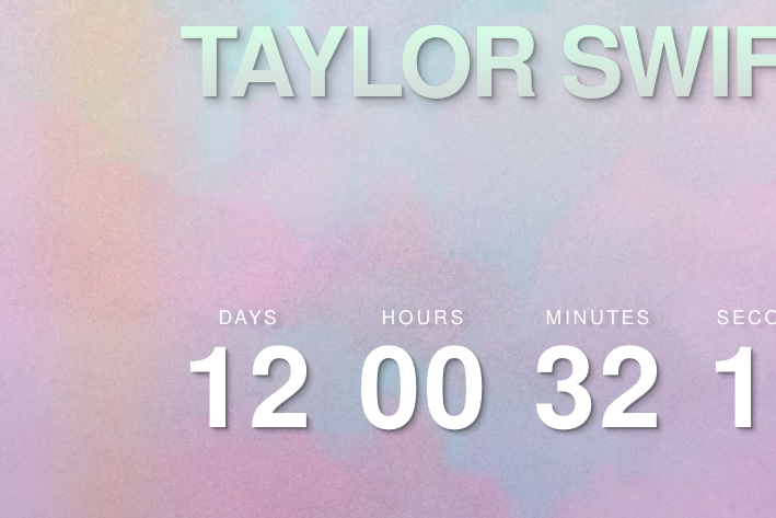 A screenshot of the countdown clock on Taylor Swift's website.