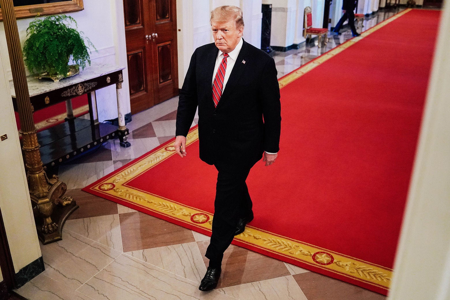 U.S. President Donald Trump arrives for a First Step Act celebration at the White House on Monday.