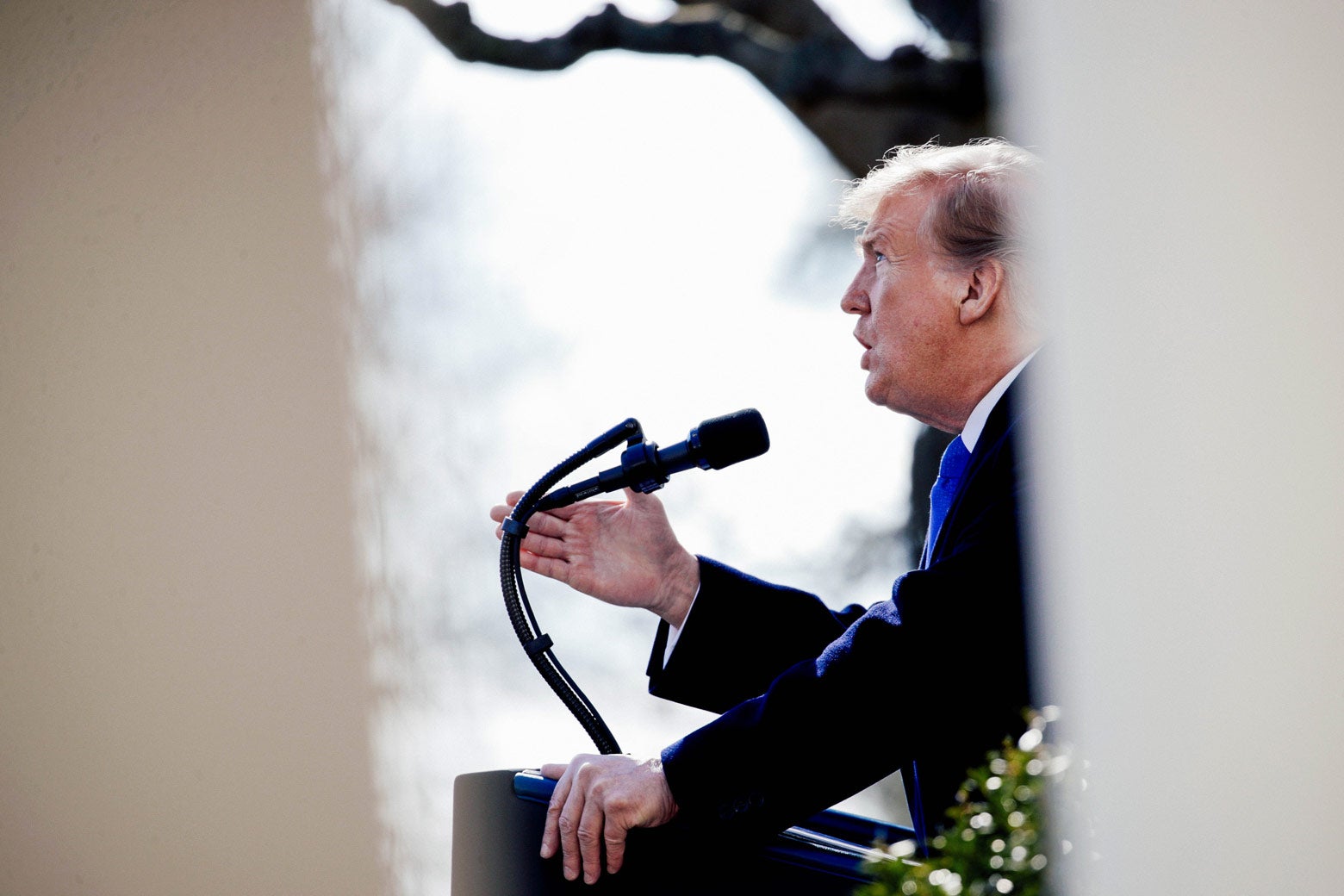 President Donald Trump speaks on border security during a Rose Garden event.