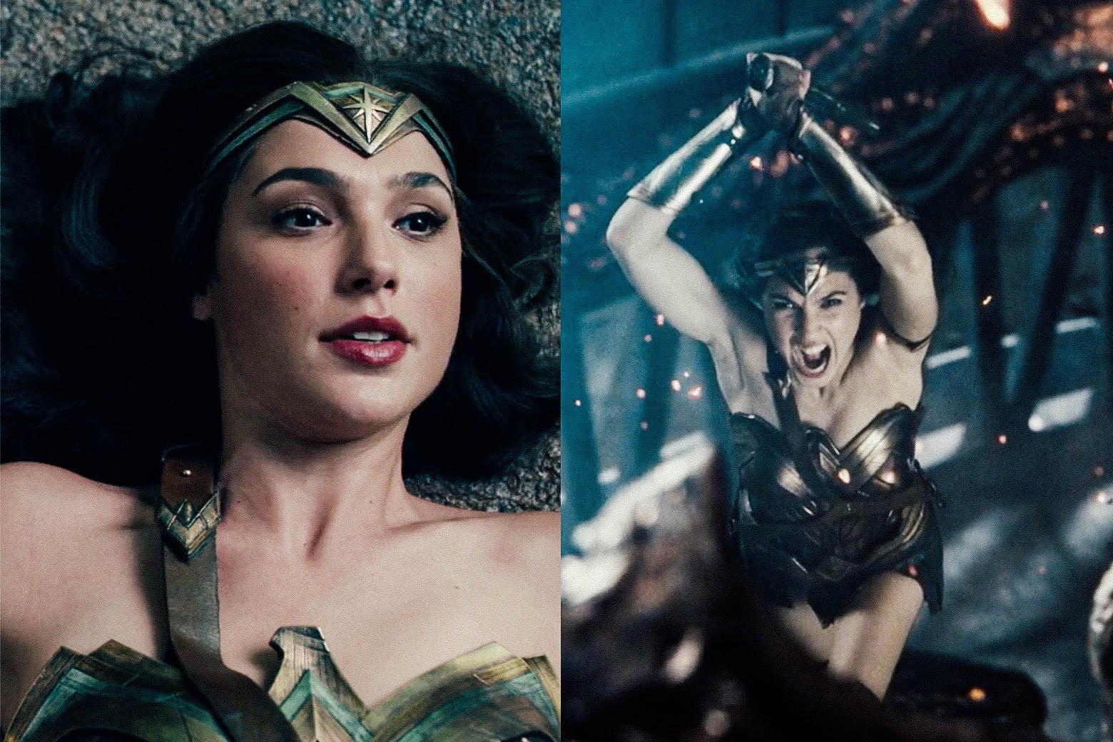 Wonder Woman from Whedon‘s version and from Snyder’s version.
