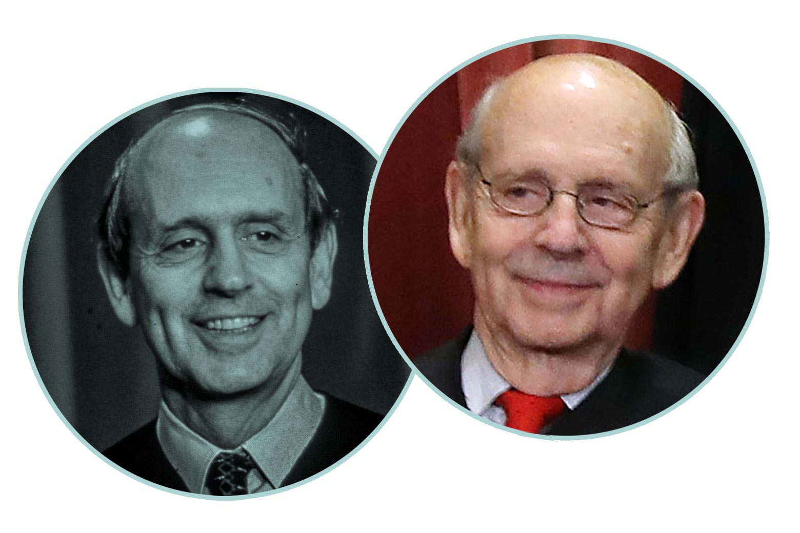 Justice Stephen Breyer in 1994 and 2018.
