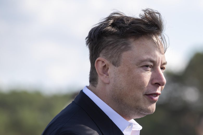 A side profile of Elon Musk.