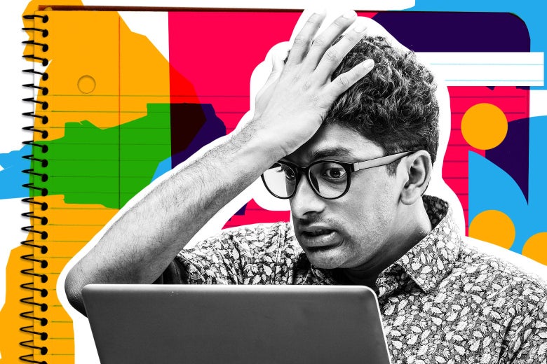 Parent looking horrified at their laptop screen