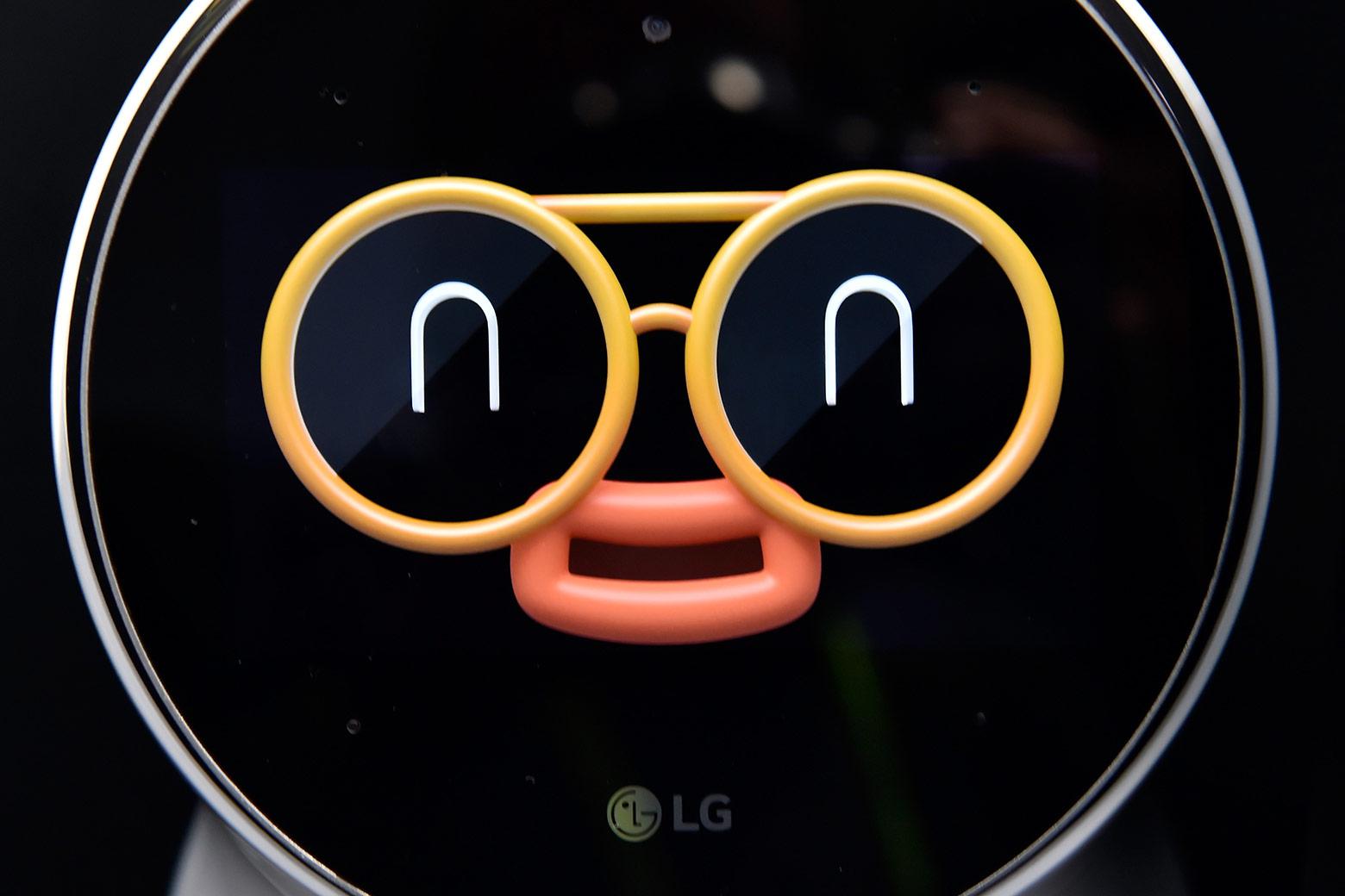 The cartoonish face of LG’s Cloi personal assistant robot.