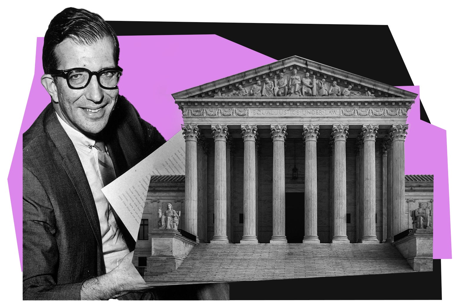 Albert Shanker smiling next to the Supreme Court building.