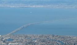 Aerial view of San Mateo-Hayward bridge.