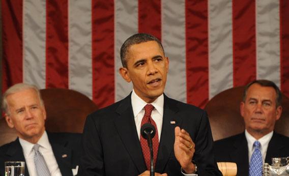 U.S. President Barack Obama delivers his State of the Union address.