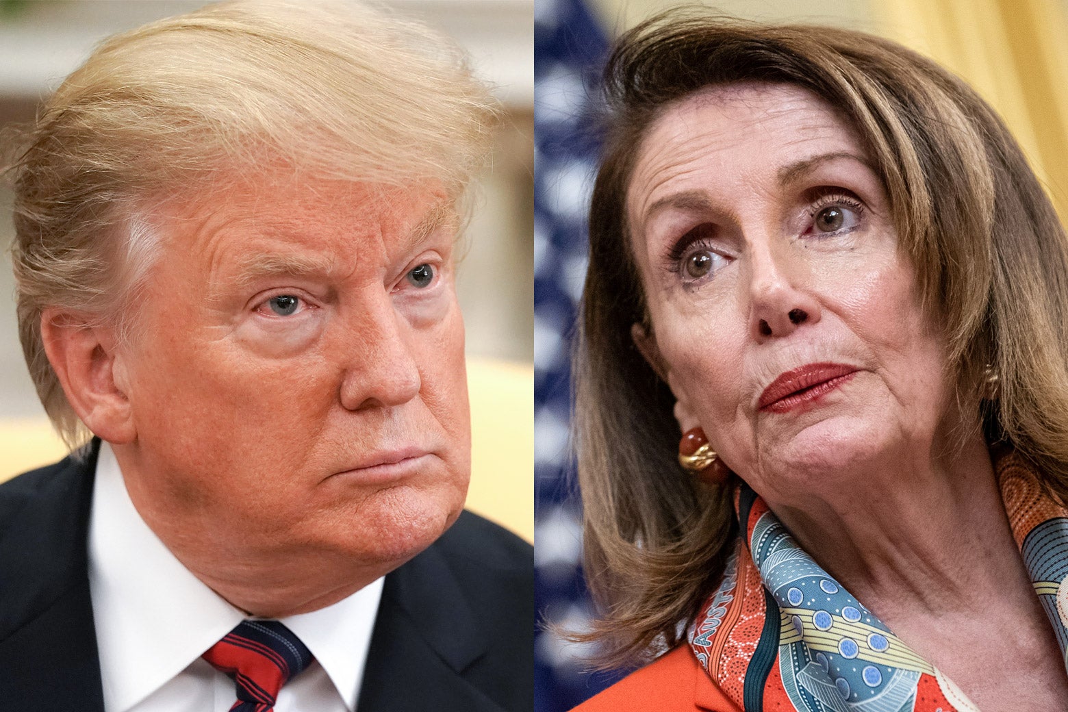 Diptych of Trump and Pelosi.