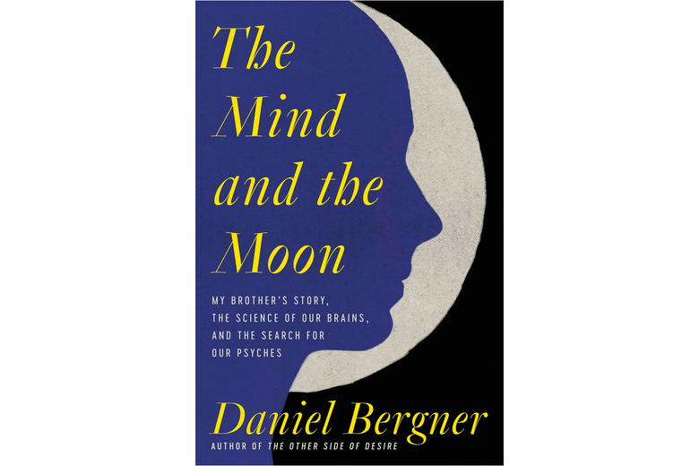 The cover of The Mind and the Moon shows the outline of a person's profile, with a moon behind it. 