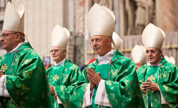 Procession at St. Peter's Basilica to celebrate the Holy Mass for the Closing of the Synod of Bishops held by Pope Benedict XVI.