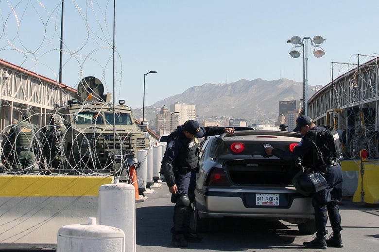 U.S. Customs and Border Protection Office (CBP) officers and Border Patrol officers participate in an operation to find undocumented migrants on July 1, 2019.