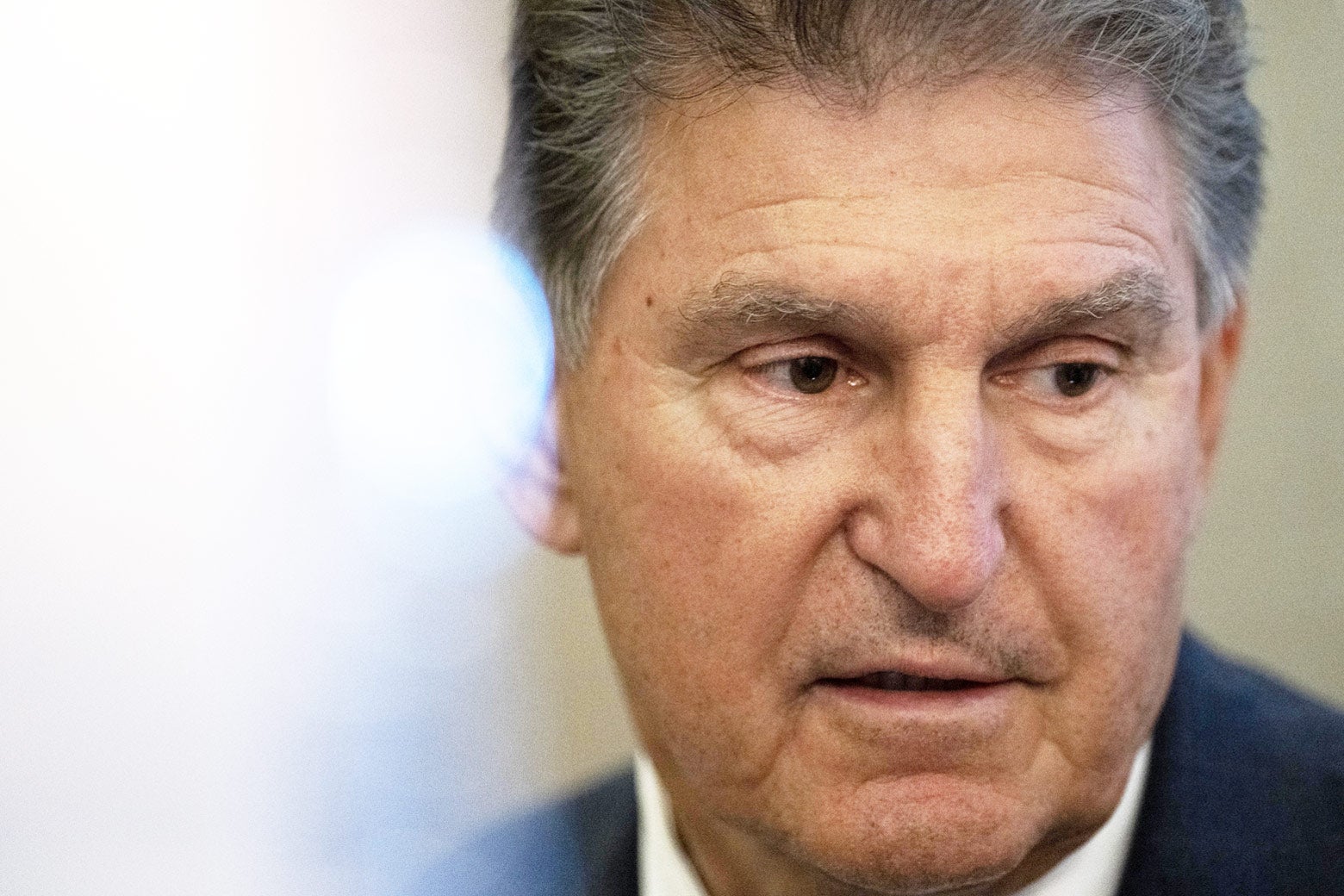  Sen. Joe Manchin (D-WV) talks to reporters during amendment votes, also called the "vote-a-rama", on the Inflation Reduct Act at the U.S. Capitol August 7, 2022 in Washington, DC. The Senate worked overnight Saturday into Sunday as they move toward a final vote on the Senate budget reconciliation deal, which Senate Democrats have named The Inflation Reduction Act of 2022. (Photo by Drew Angerer/Getty Images)