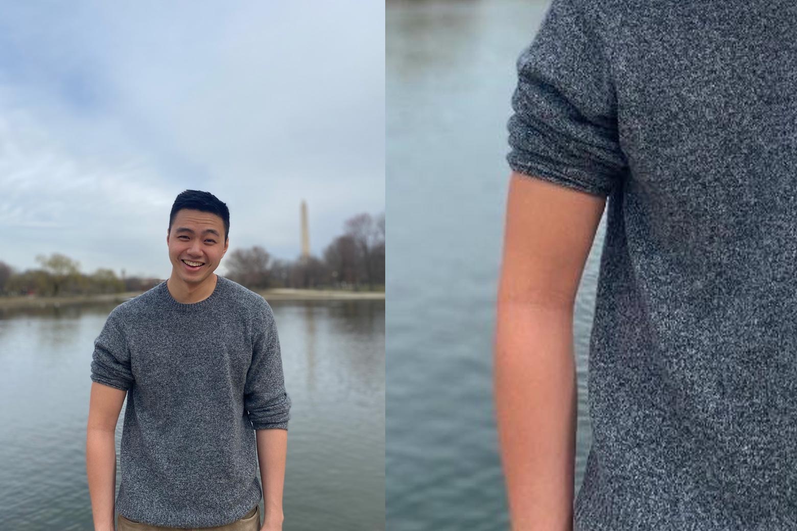 A portrait of the author posing like Ivanka and re-creating the ripple effect in portrait mode.