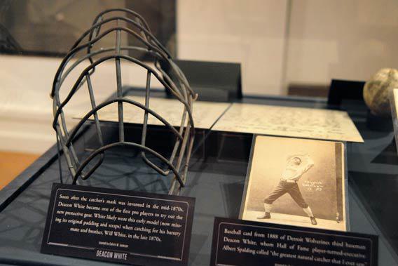 Deacon White's catcher's mask, on display at the Hall of Fame.