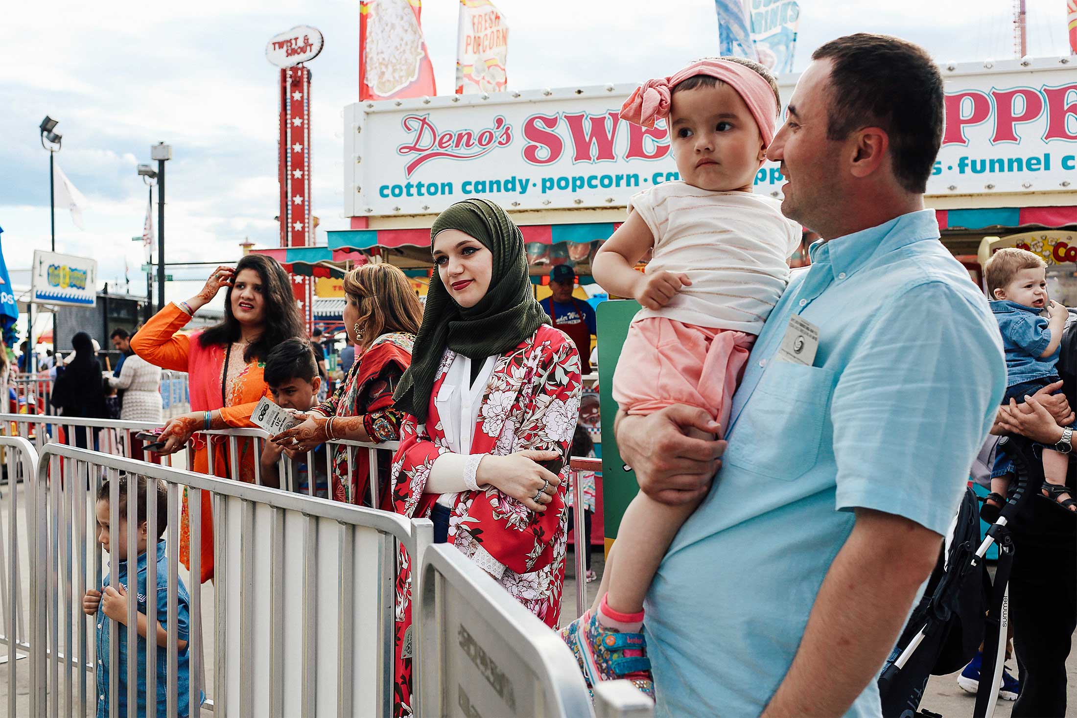 Muslim families celebrate Eid al-Fitr at Luna Park in Coney Island.