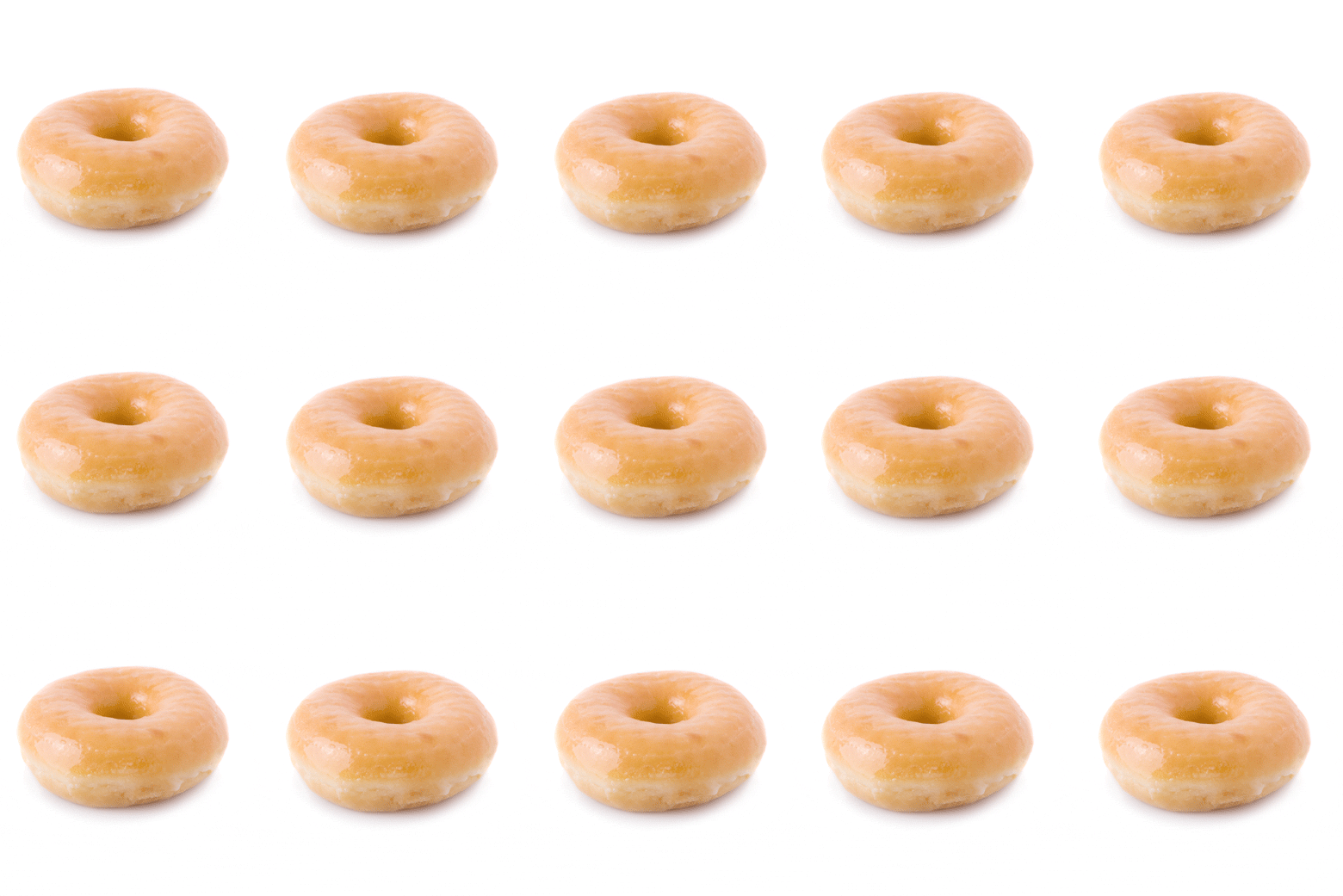 A grid of glazed doughnuts, animated so that they appear one by one.