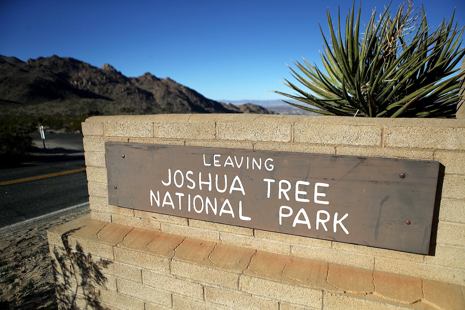 A sign depicting "Leaving Joshua Tree National Park" as seen on Jan. 4 in California.