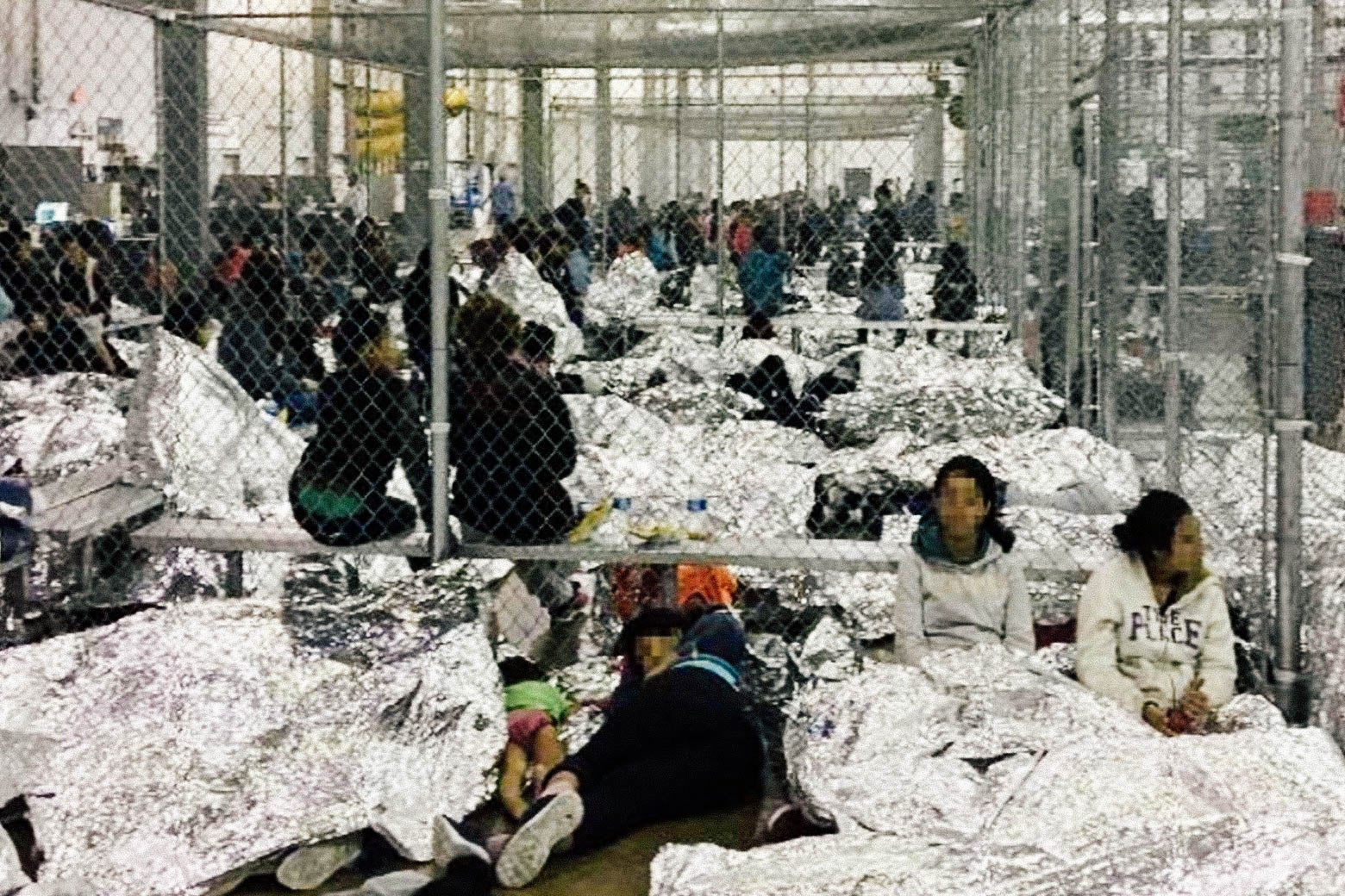 Migrants in a detention center.