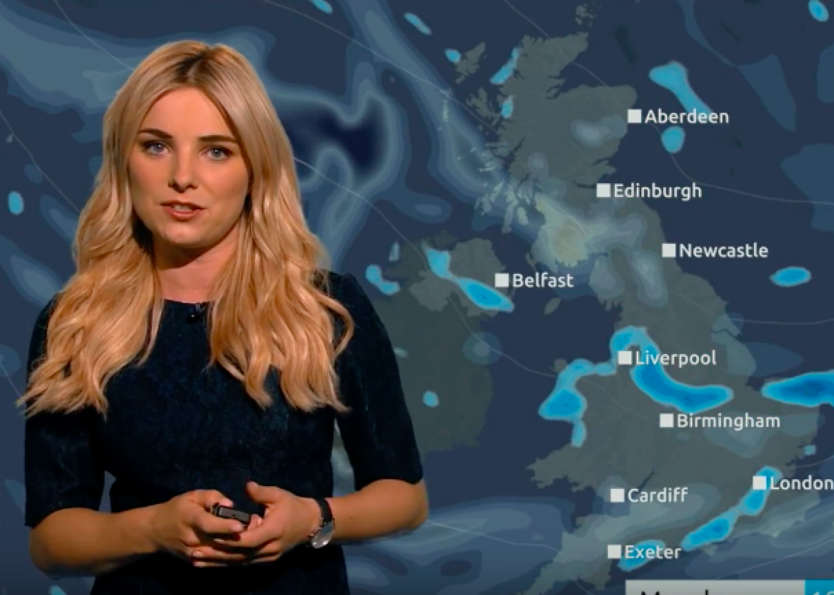 Forecast full of Ghostbusters puns from U.K. weather reporter Sian Welby.