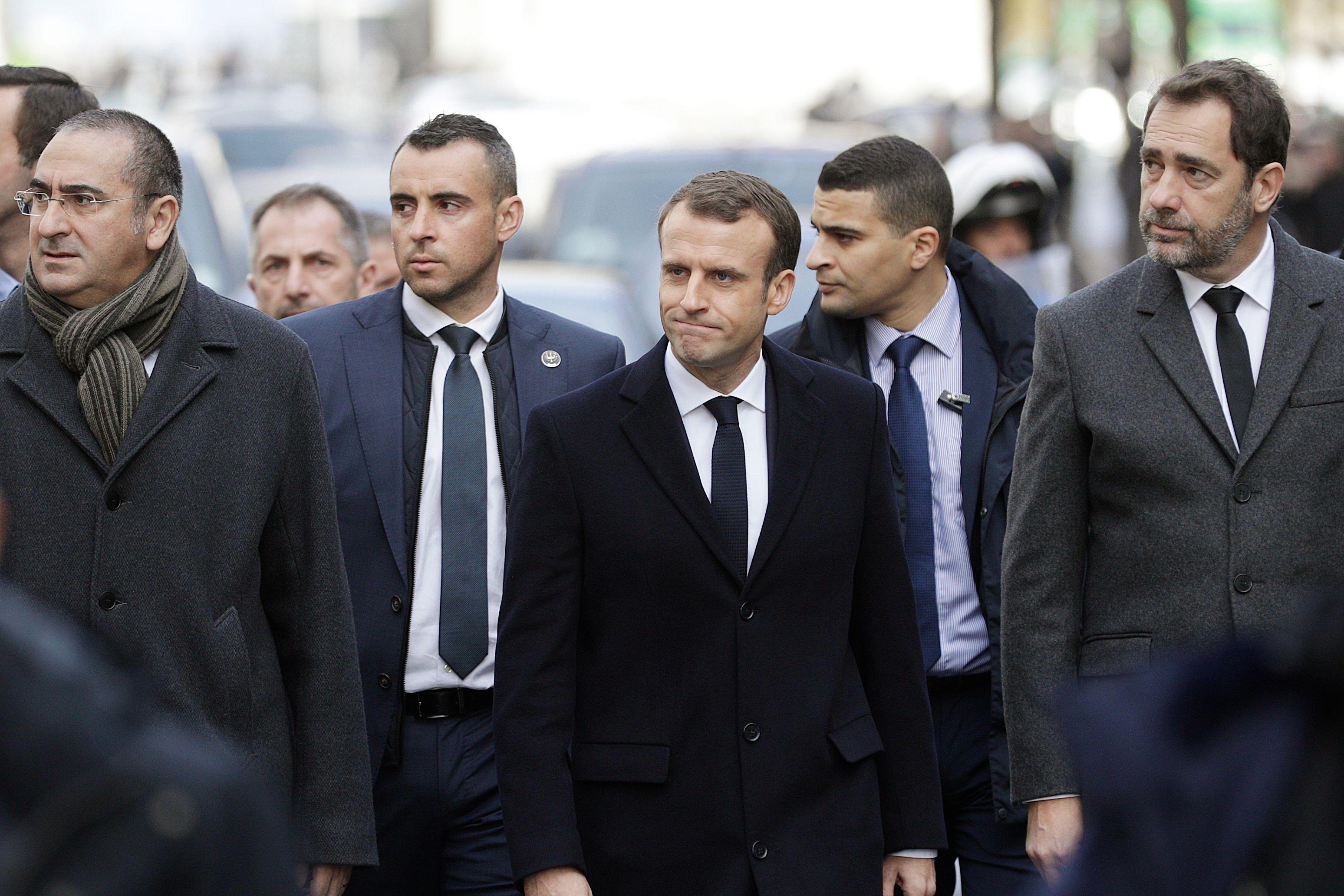 Macron, Interior Minister Christophe Castaner, Junior Minister Laurent Nunez