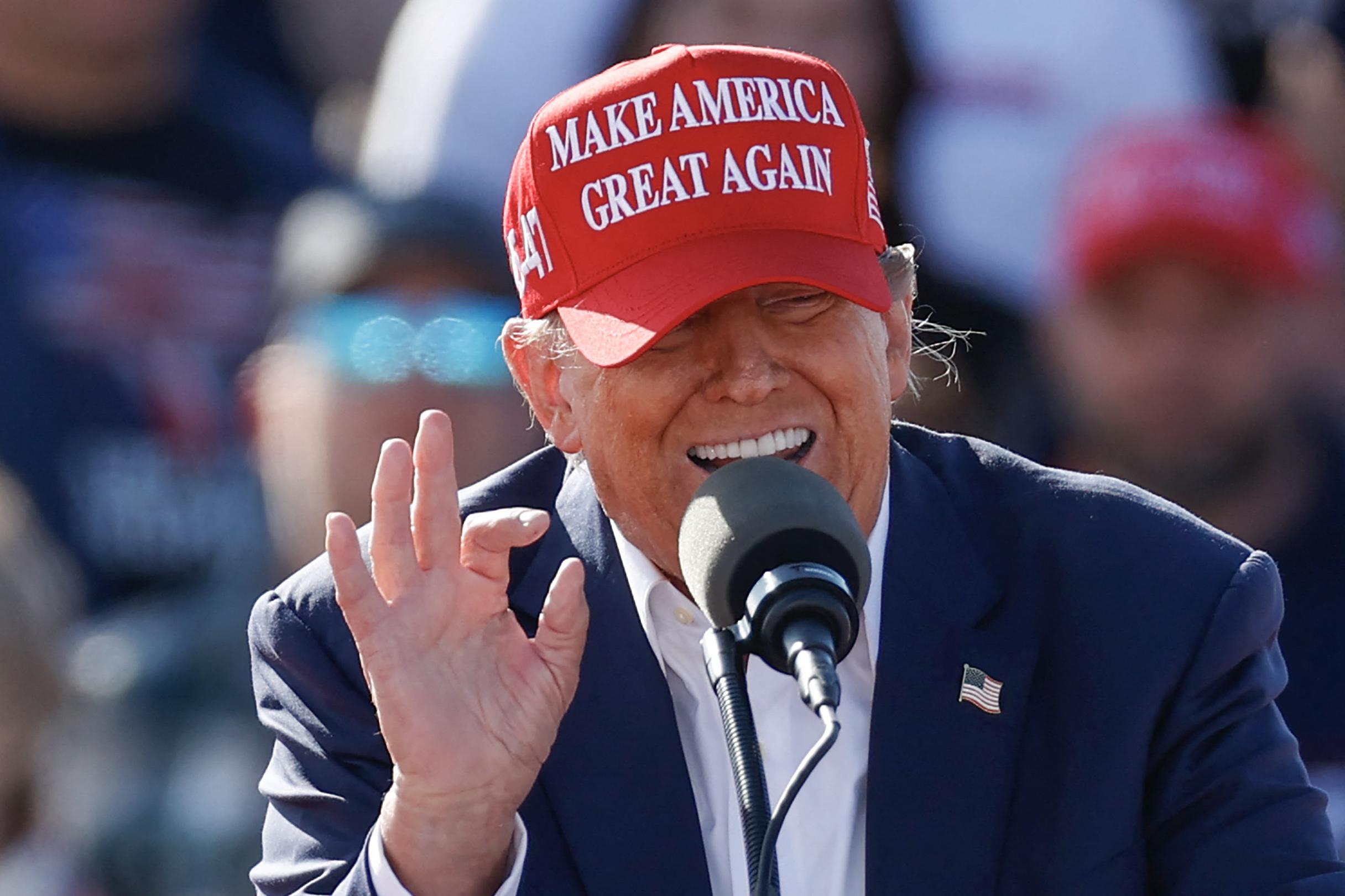 Donald Trump speaking during a rally in Vandalia, Ohio, on Saturday.