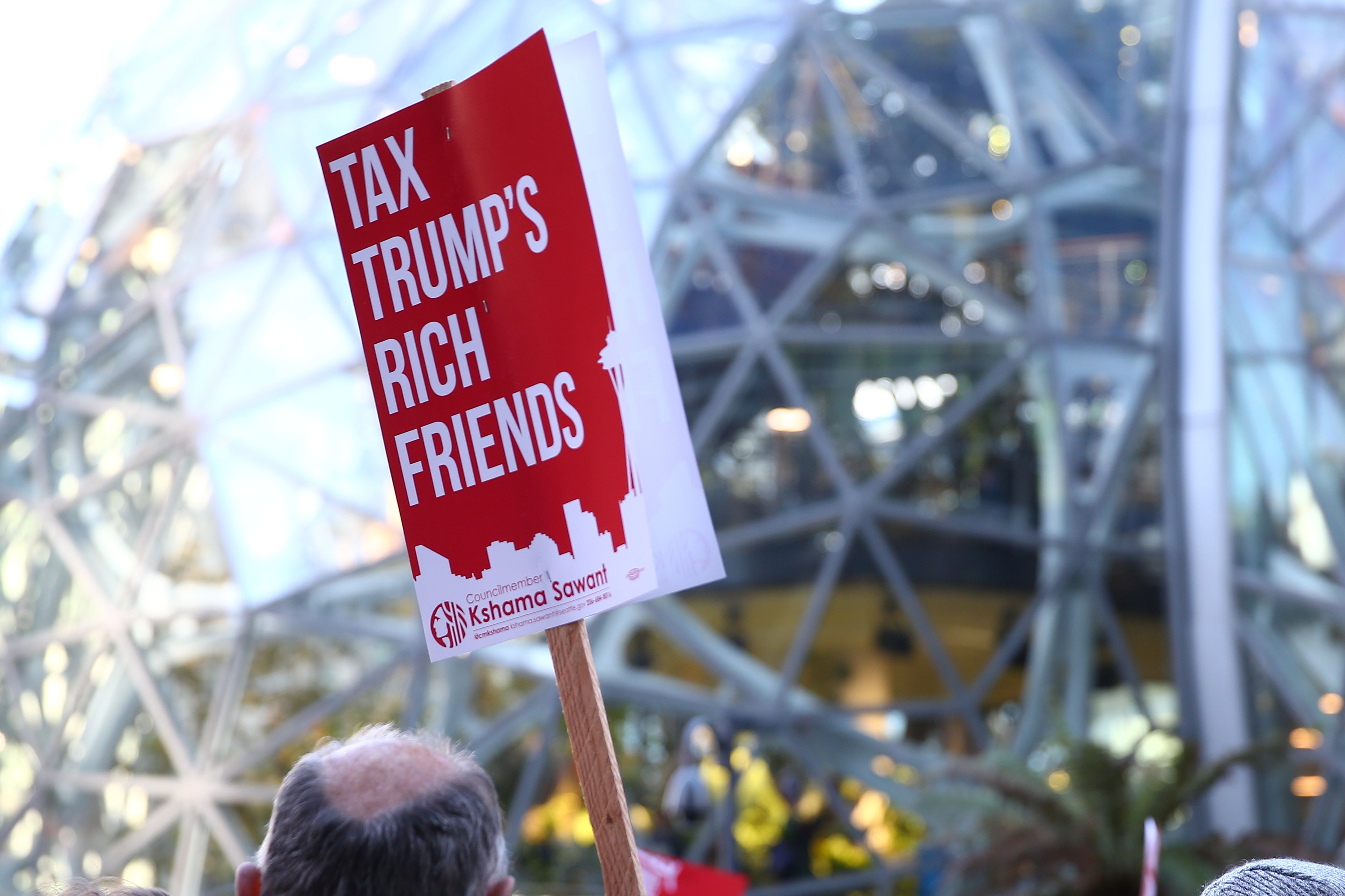 Tax cut protester