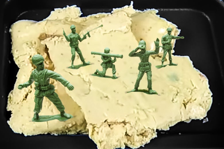 Vomelet with toy soldiers