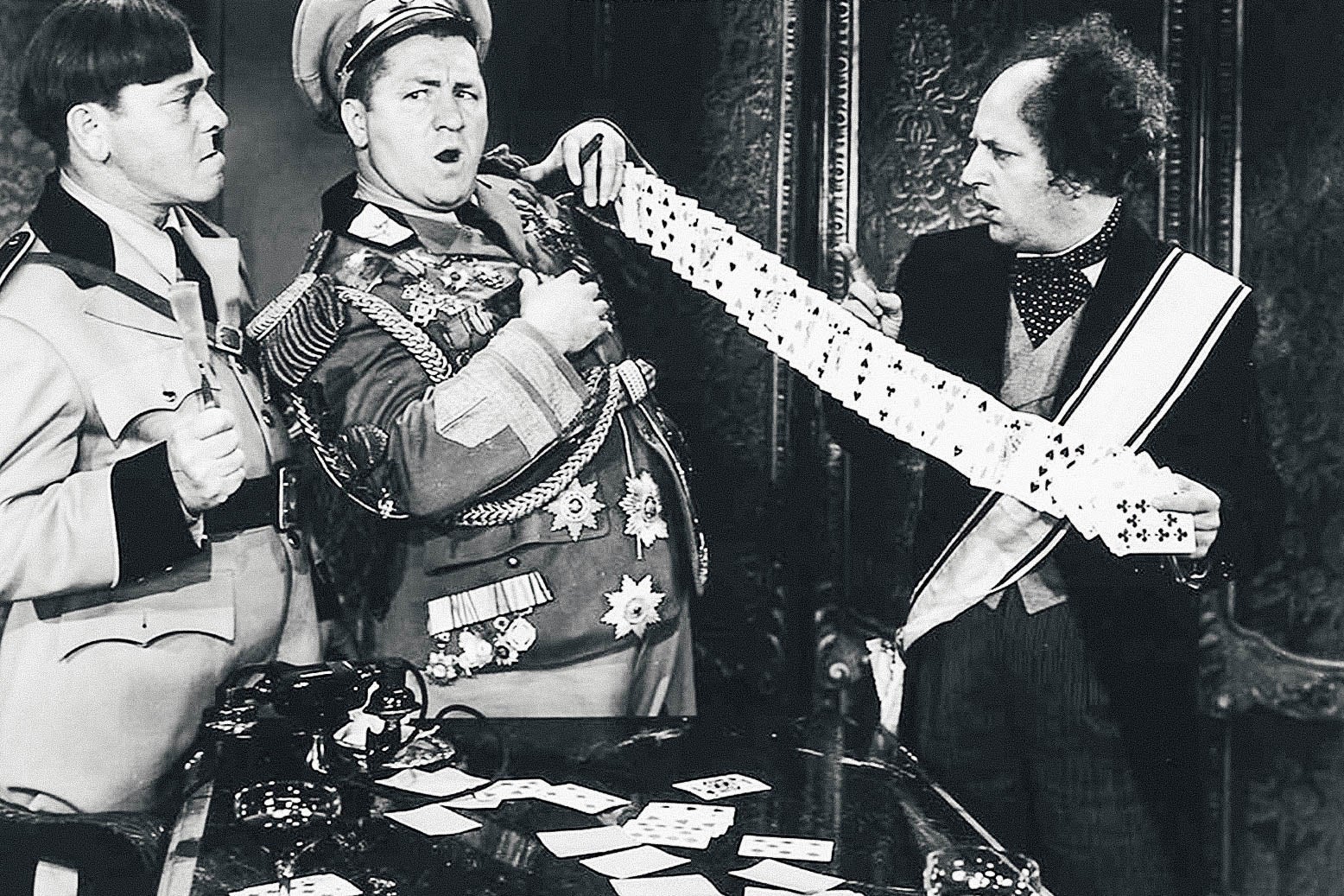 The Three Stooges as Nazis in I'll Never Heil Again.