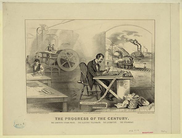 The progress of the 19th century - the telegraph, 1876