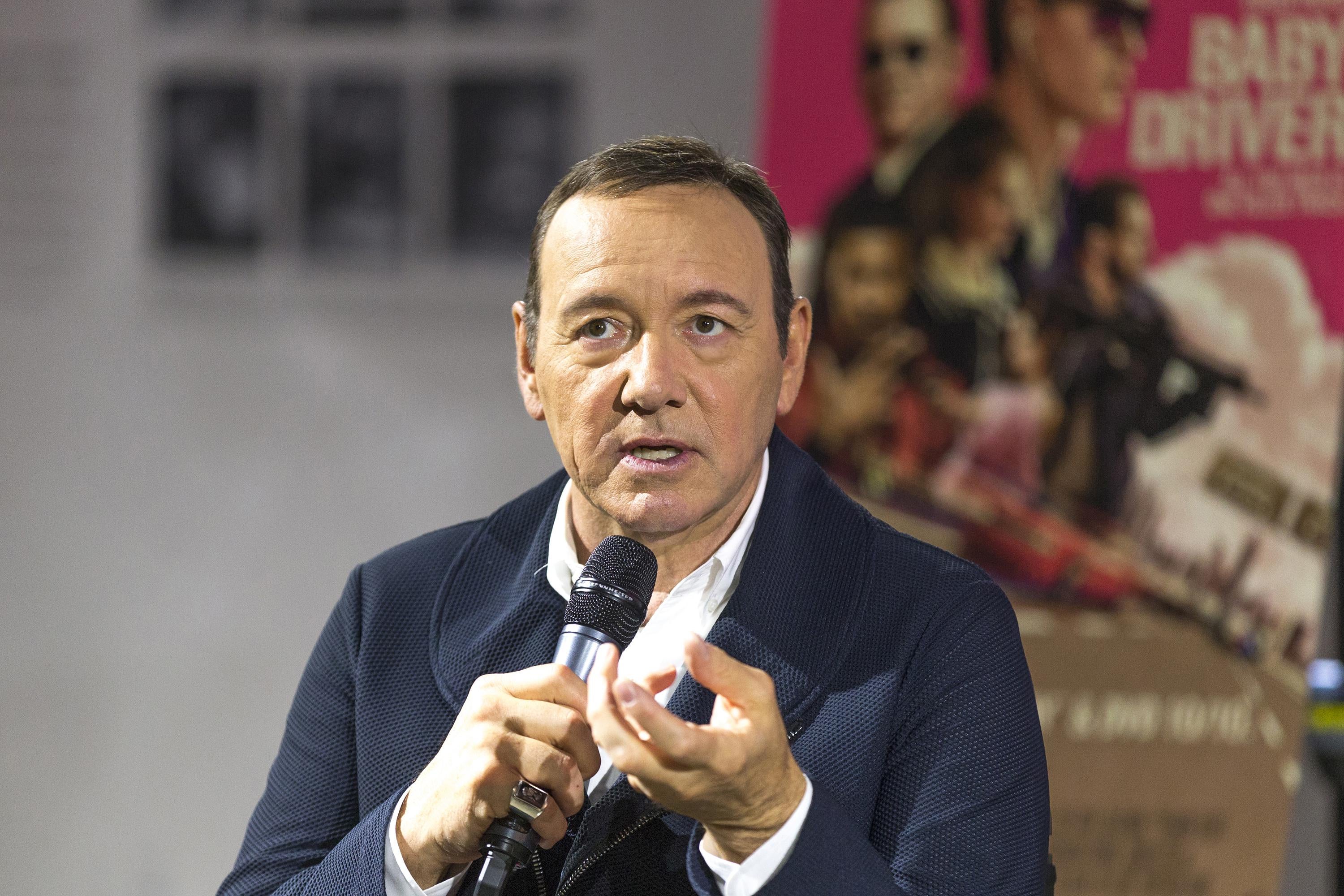 Kevin Spacey talks on stage at the Petersen Automotive Museum on October 4, 2017 in Los Angeles, California. 