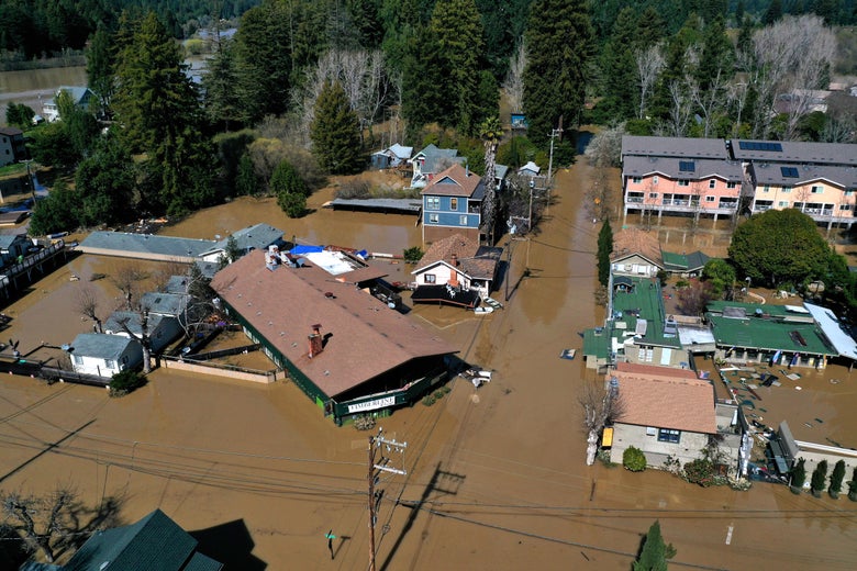 A flooded California neighborhood
