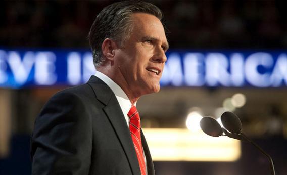 Mitt Romney speaks on Thursday at the 2012 Republican National Convention in Tampa, Fla.