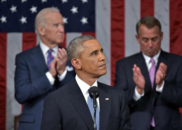 President Obama arrives for the State of the Union address.