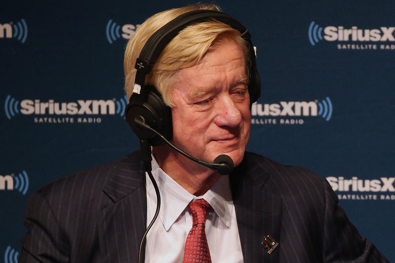 Bill Weld conducts an interview with SiriusXM in 2016.