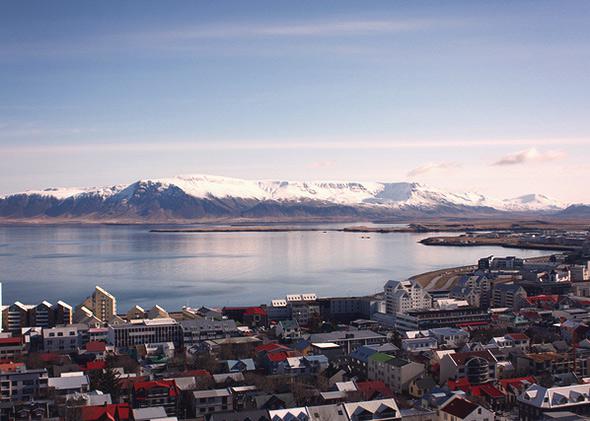 Reykjavik from Hallgrímskirkj church tower, April 2013.