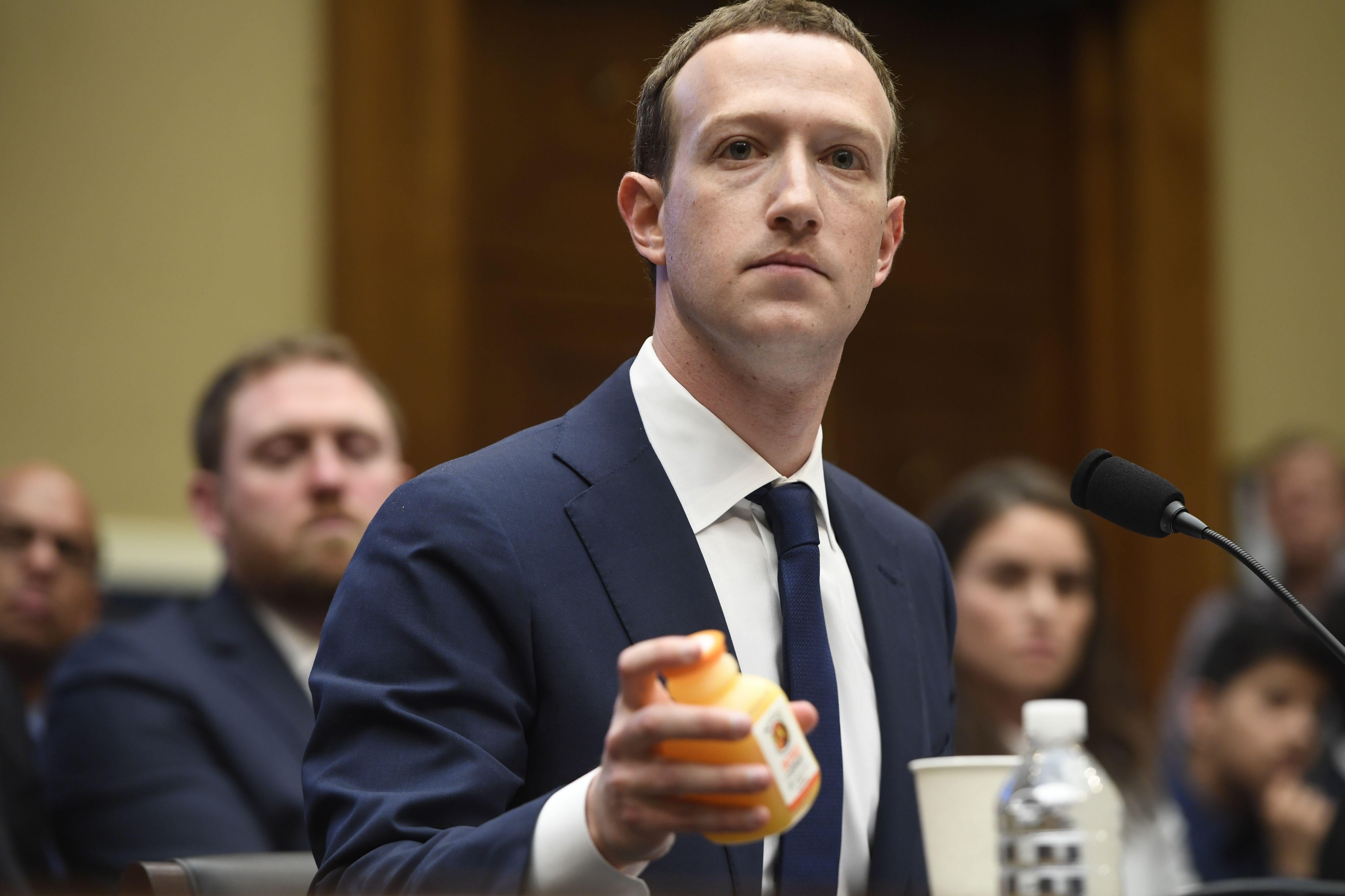 Facebook CEO and founder Mark Zuckerberg testifies during a House Committee on Energy and Commerce hearing.