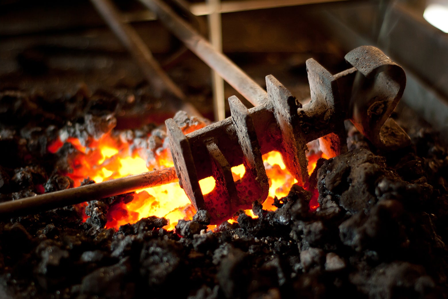 A branding iron heating up.