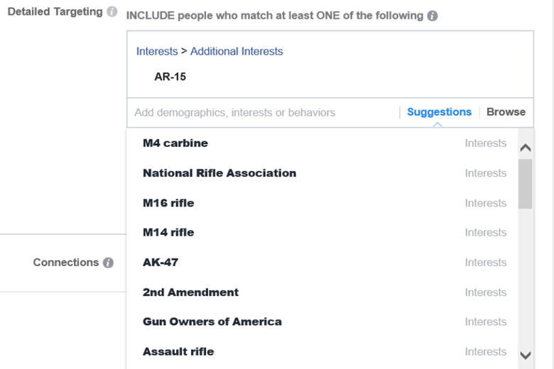 Facebook's ad targeting tool.
