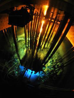 Cherenkov radiation in the Maria reactor named after Marie Curie, in Poland, June 2010