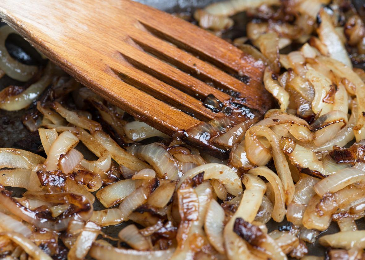 Paper-thin onion slices