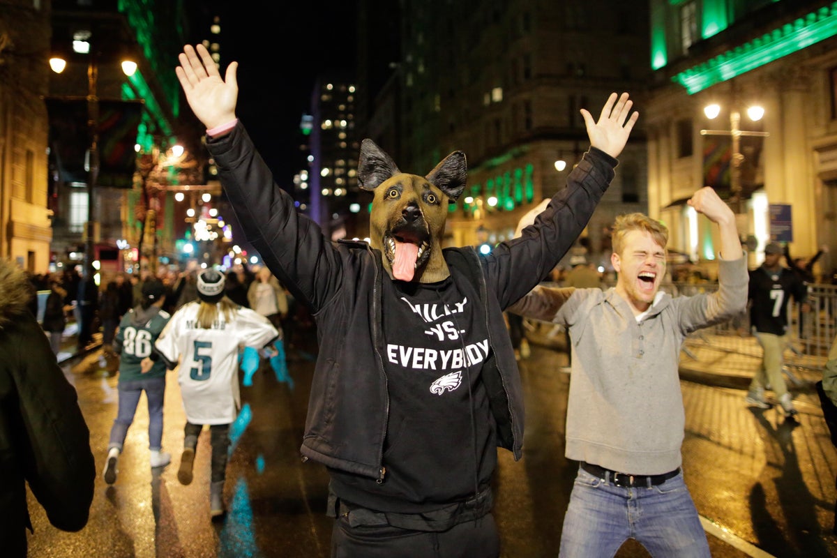 Great Picture of Center City Philadelphia celebration Eagles Super