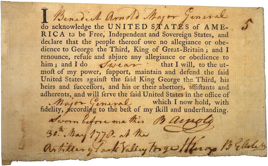 Benedict Arnold's loyalty oath